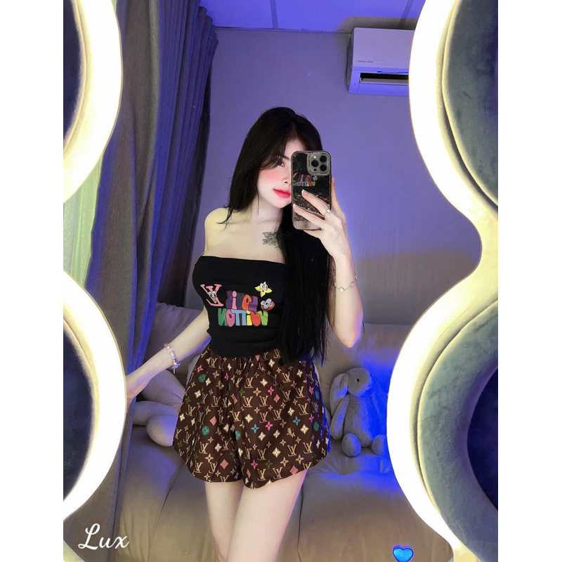 sét đùi áo quay cực xinh hoạ tiết xịn xò hàng hot girl thiet ke loại 1 🎀