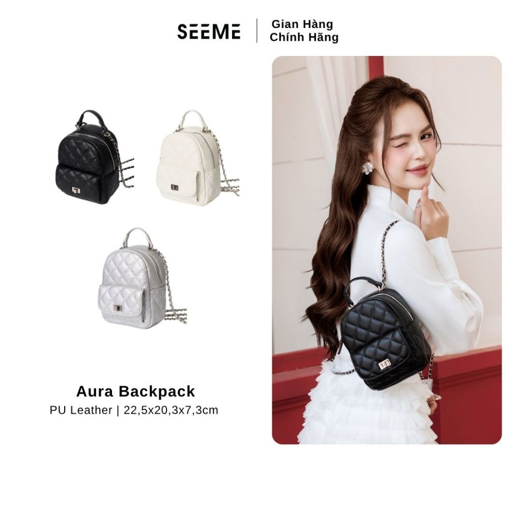 Balo nữ mini da chần cao cấp SEEME Aura Backpack