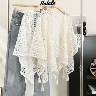 Áo khoác ren lưới mỏng dệt kim mùa hè nữ tay dài mặc váy đi biển thời trang sang trọng quý phái