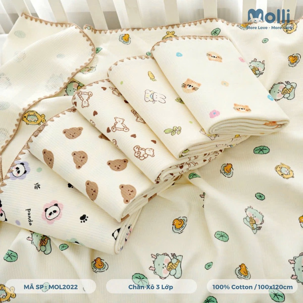 Chăn đắp xô viền 3 lớp Molli