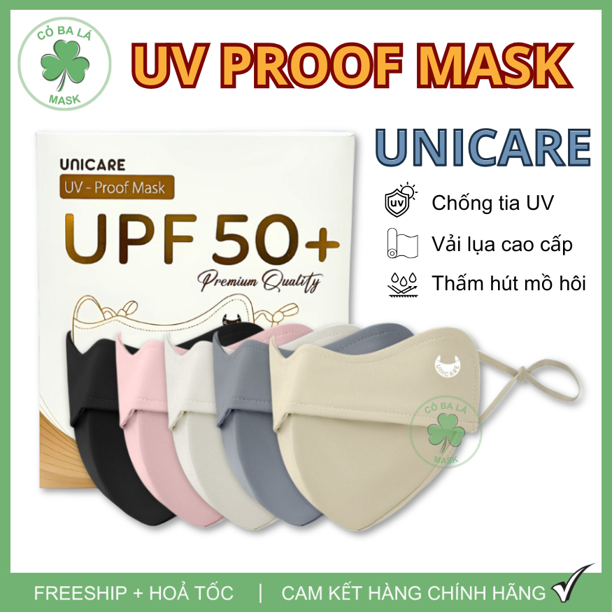 Khẩu Trang Chống Tia UV- Proof Mask UNICARE Chất Vải Lụa Mềm Mịn Thoáng Mát Chống Nắng Hiệu Quả