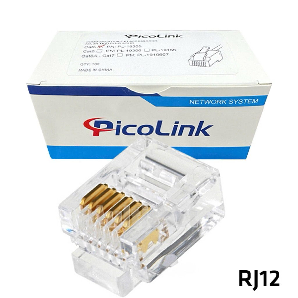 Hạt thoại RJ12, Đầu bấm điện thoại RJ12 với 6 PIN PicoLink PL-19112