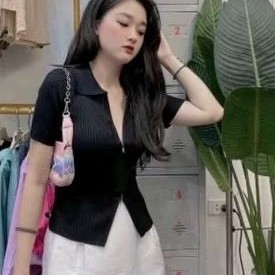 Áo len khóa giữa cổ bẻ hàng QC