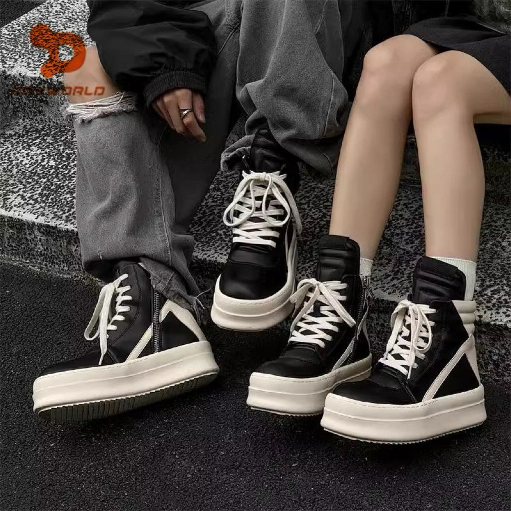 Giày Da cổ cao lưỡi dài đế cao nam nữ phong cách siêu chất new 2025