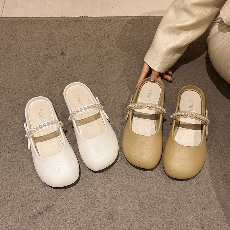 Dép sục quai ngọc dễ thương đế dẻo mẫu mới kiểu dáng Hàn Quốc, dễ phối đồ