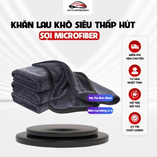  Khăn Lau khô ô tô Xe Máy Cao Cấp Siêu Thấm Hút Không Đổ Lông 30x30cm,40x60cm viền Xám-Đen  