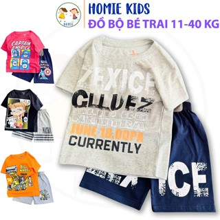 Đồ Bộ Cho Bé Trai Size Đại Set Quần Áo Bé Trai 11-40 Kg Thun Cotton In Hình Cá Mập Labubu Cứu Hỏa Đẹp Mặc Mát Homie Kids