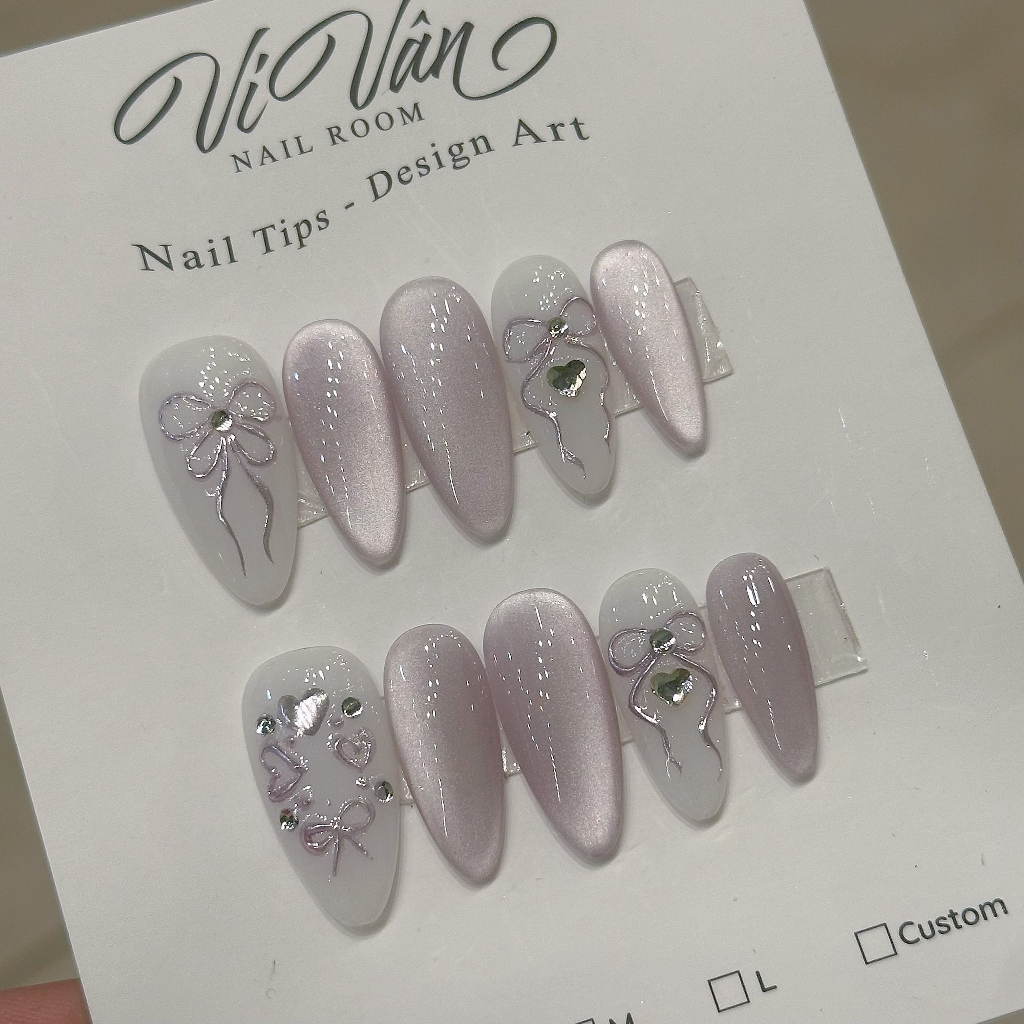 Nail box mắt mèo tráng gương tím, nail box thiết kế. nail box Vi vân