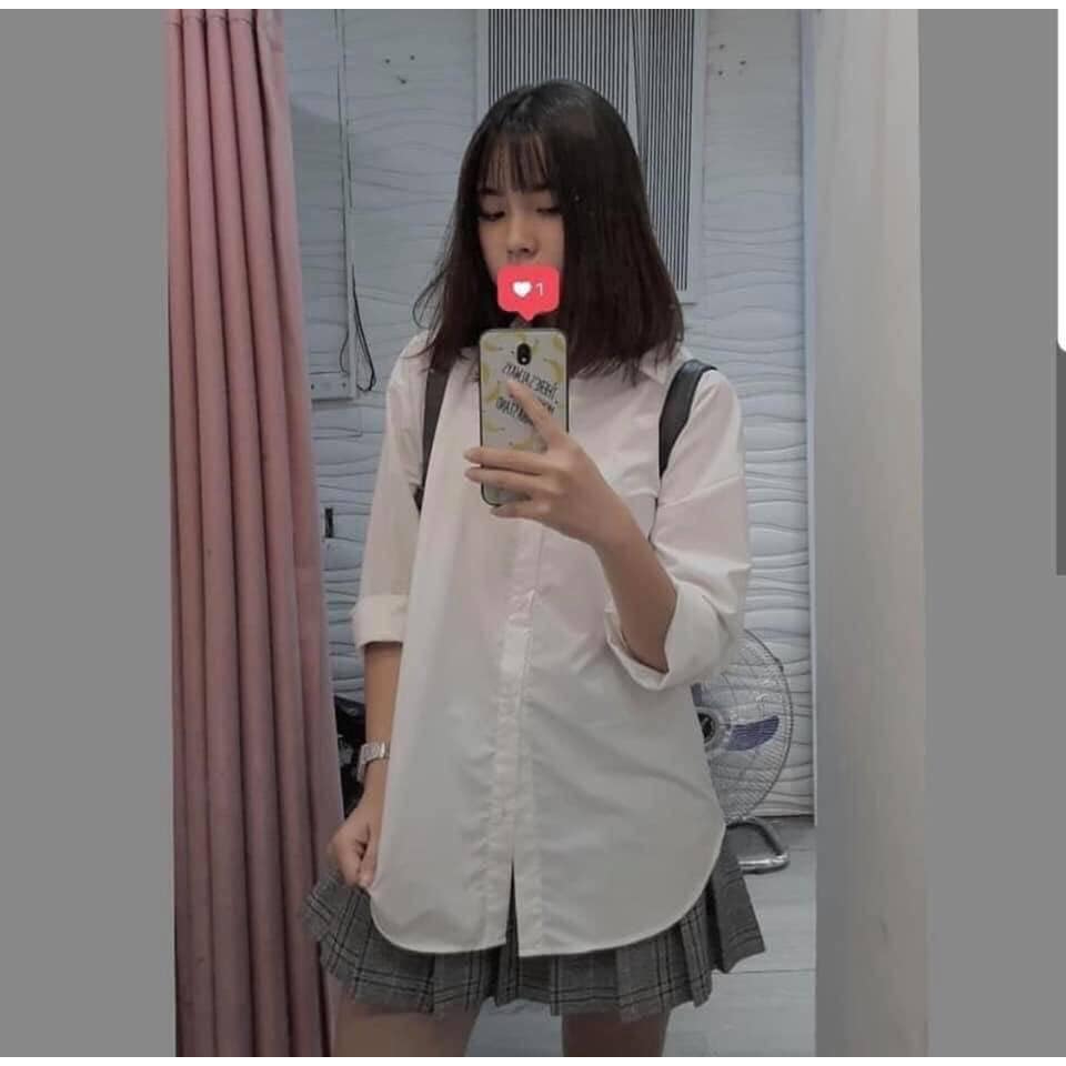 Áo sơ mi nữ đen TRẮNG dài tay basic, dáng xuông, form vừa, chất liệu mềm mịn (Phổ thông) | BigBuy360 - bigbuy360.vn