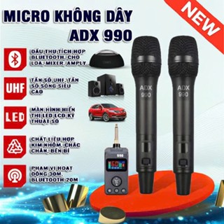 ( SIÊU PHẨM 2025 ) Micro Không Dây Siêu Đa Năng Bluetooth ADX 990 - Mic Hát Karaoke Đa Năng Trên Ôtô Loa Hãng Chống Hú