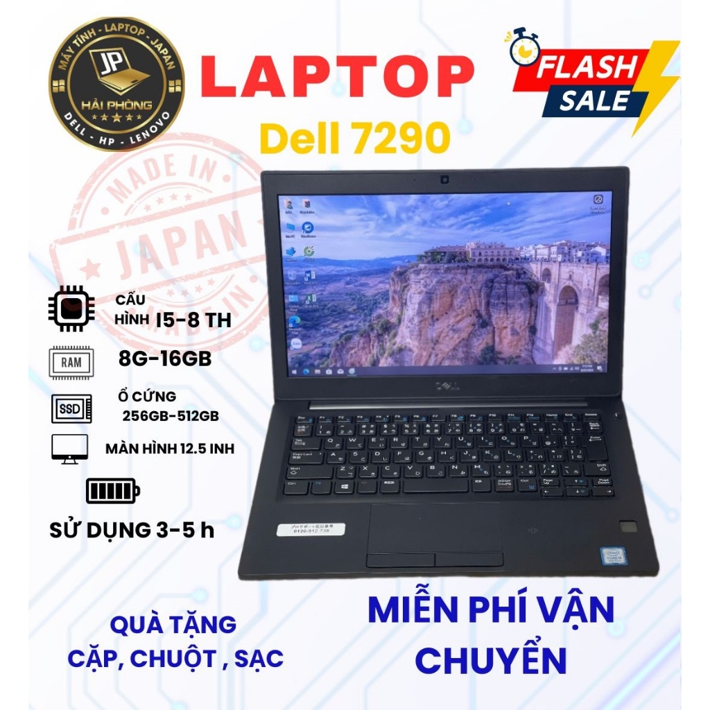 LAPTOP DELL 7290 Core i5-8256U, 8Gb 256GB, 12.5 Inch HD, chơi game, văn phòng