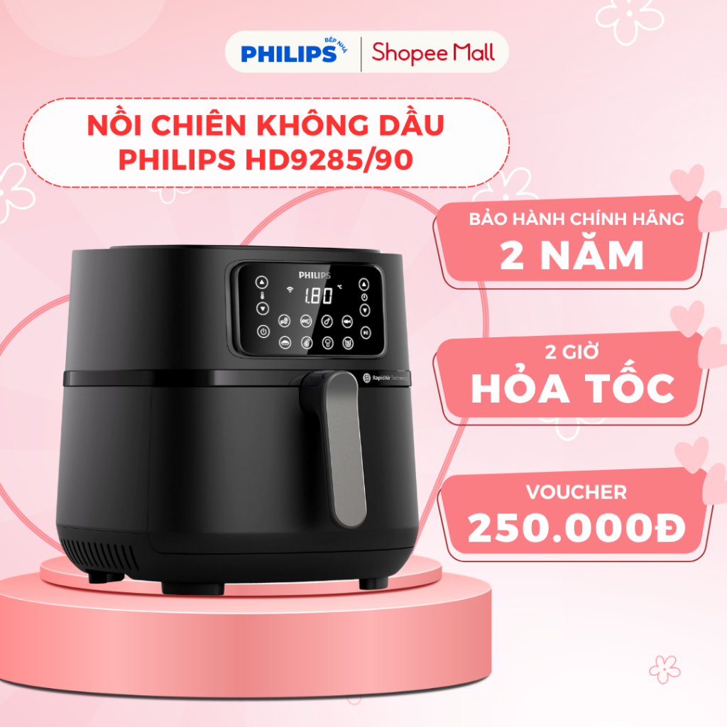 Nồi Chiên Không Dầu PHILIPS HD9285/90 (7.2L) Lò chiên, nướng không lo dầu mỡ, Chiên gà nguyên con