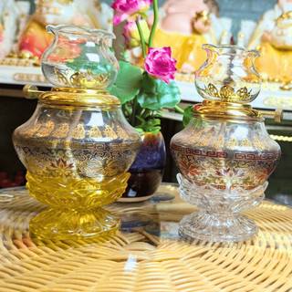 Đèn dầu thờ hoa sen phale lưu ly nhỏ số 4 hàng cao cấp Gia Phát