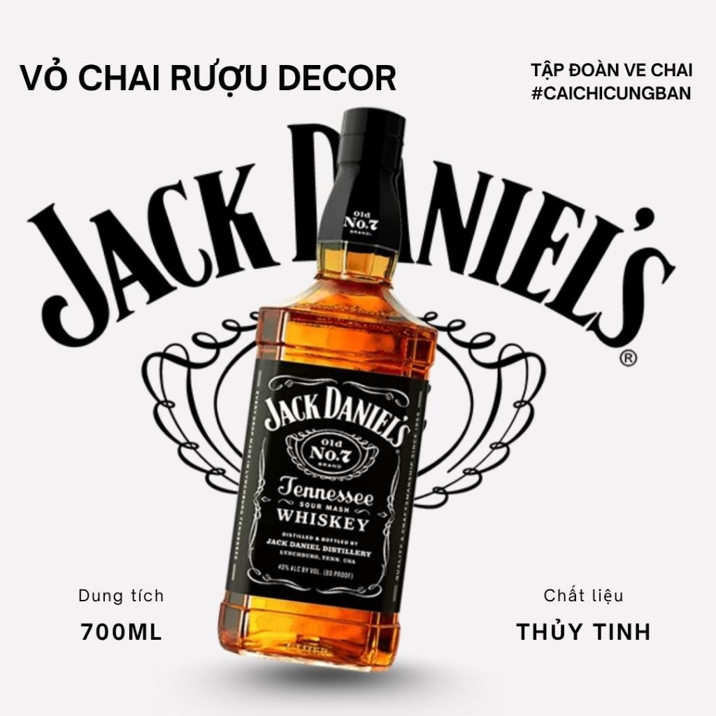 [DECOR] Vỏ chai rượu ngoại đẹp Jack Daniels làm đồ decor phòng trọ giá rẻ đồ decor phòng khách chill