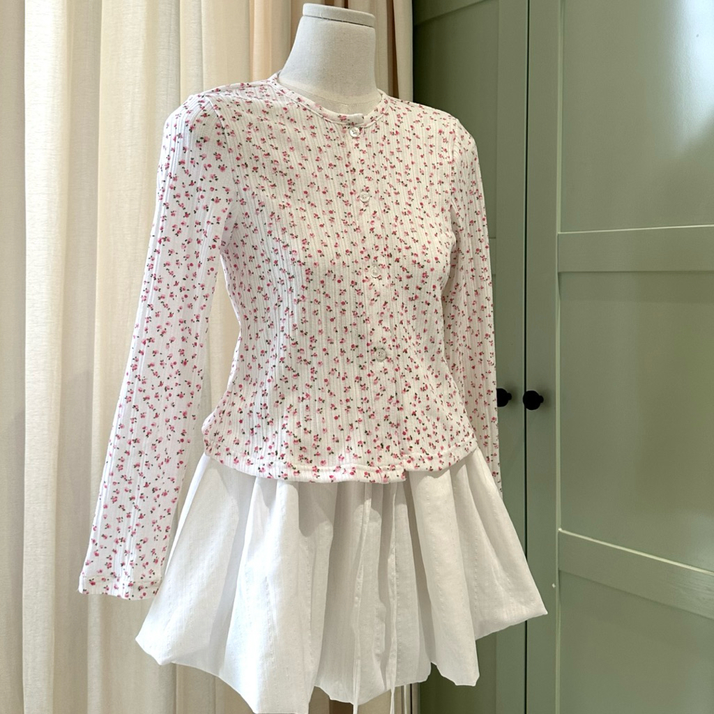 Jelly.stu - Áo khoác tay dài hoa nhí - Woa Cardigan