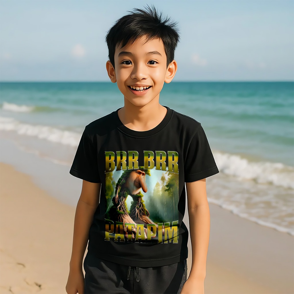 Áo Thun Trẻ Em Unisex 100% Cotton Italian Brainrot Brr Brr Patapim Meme Mềm Mại Thoáng Mát 679