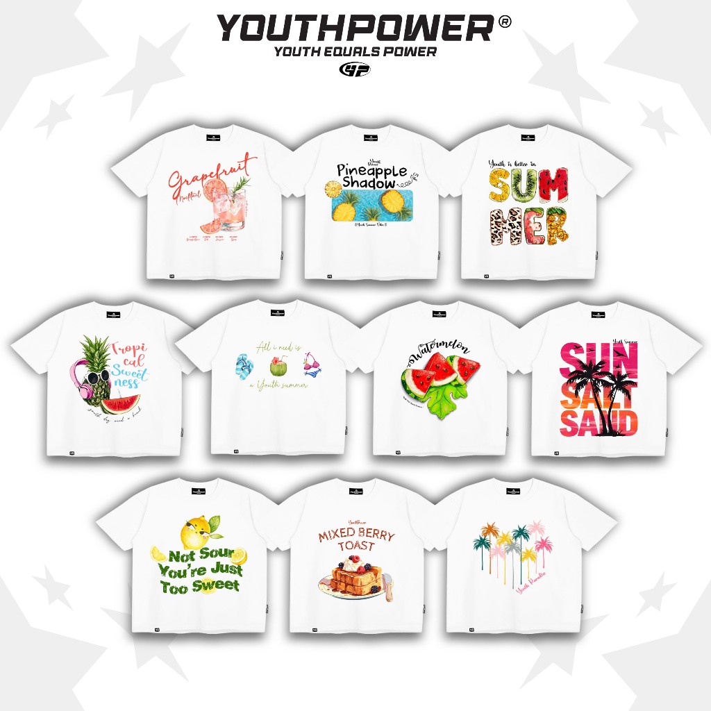 Áo Thun Boxy TROPICAL YOUTHPOWER Form Rộng Nam Nữ Oversize Unisex Cotton 2 Chiều 250gsm Cổ Tròn Local Brand Việt Nam