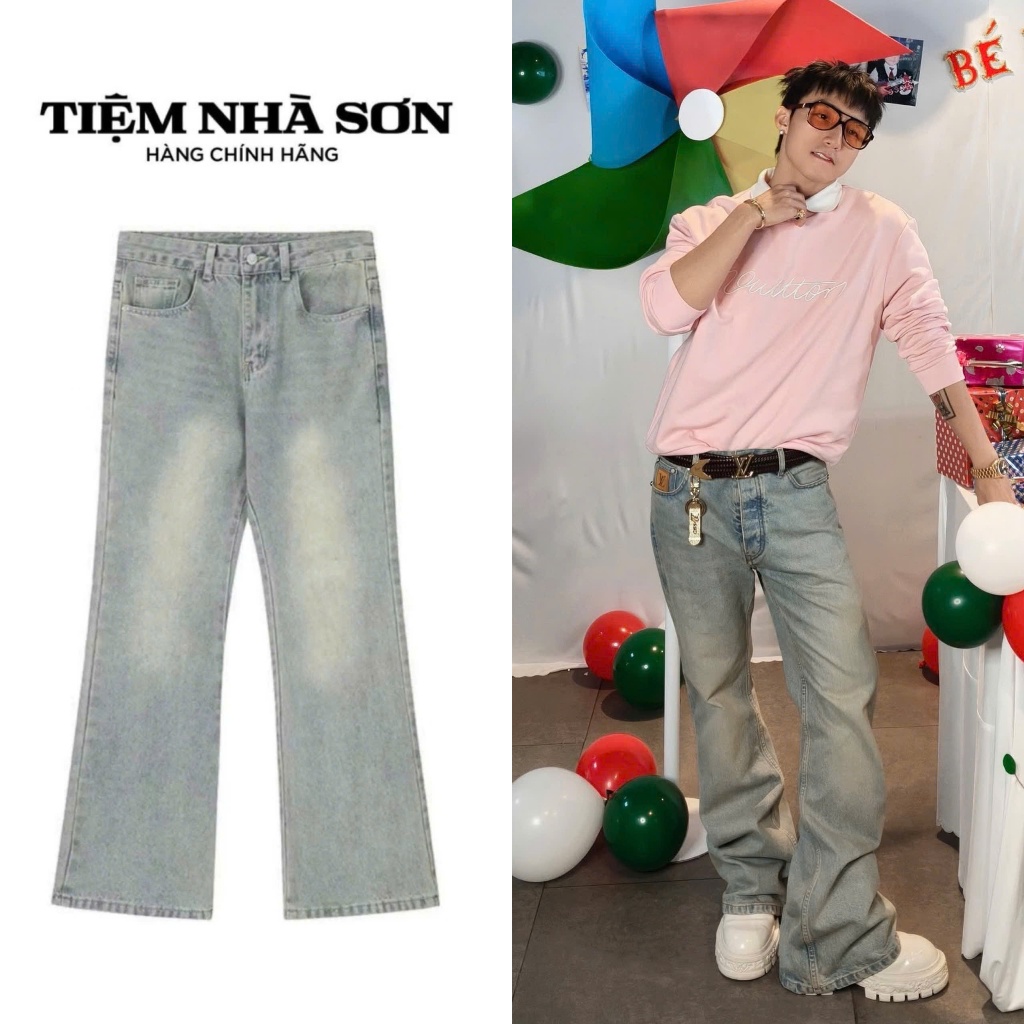 Quần Jean Loe SƠN TÙNG MTP Xanh Classic Fom Bootcut Loe Nhẹ Douyin Nam Nữ Chính Hãng Tiệm Nhà SƠN