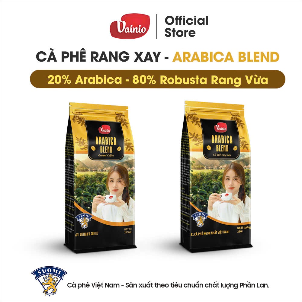 Cà phê rang xay “ARABICA BLEND”, "VAINIO" COFFEE, 250 g, Robusta-80% Arabica 20%
