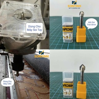 Dao Soi Alu Quả Đào CNC Adren Chữ V, Cắt Đứt, Soi Rãnh Tròn Tạo Biên Dạng Gia Công Tấm Nhôm, Gỗ Công Nghiệp 8mm, 10mm
