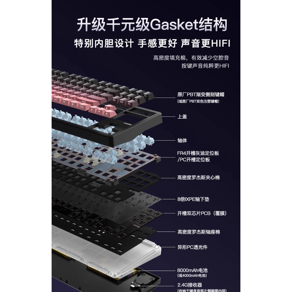 ( NEW- SẴN )Riccks RS8 v2   Bàn Phím Cơ Không Dây  | Mạch Xuôi | Led RGB | FULL FOAM gõ ngon | BigBuy360 - bigbuy360.vn