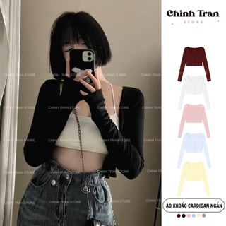 [DEAL MỞ BÁN] Áo Khoác Cardigan Basic Hàn Quốc Dáng Ngắn Ôm Body Thun Cotton Nhiều Màu Nữ Tính - Chinh Trần Store