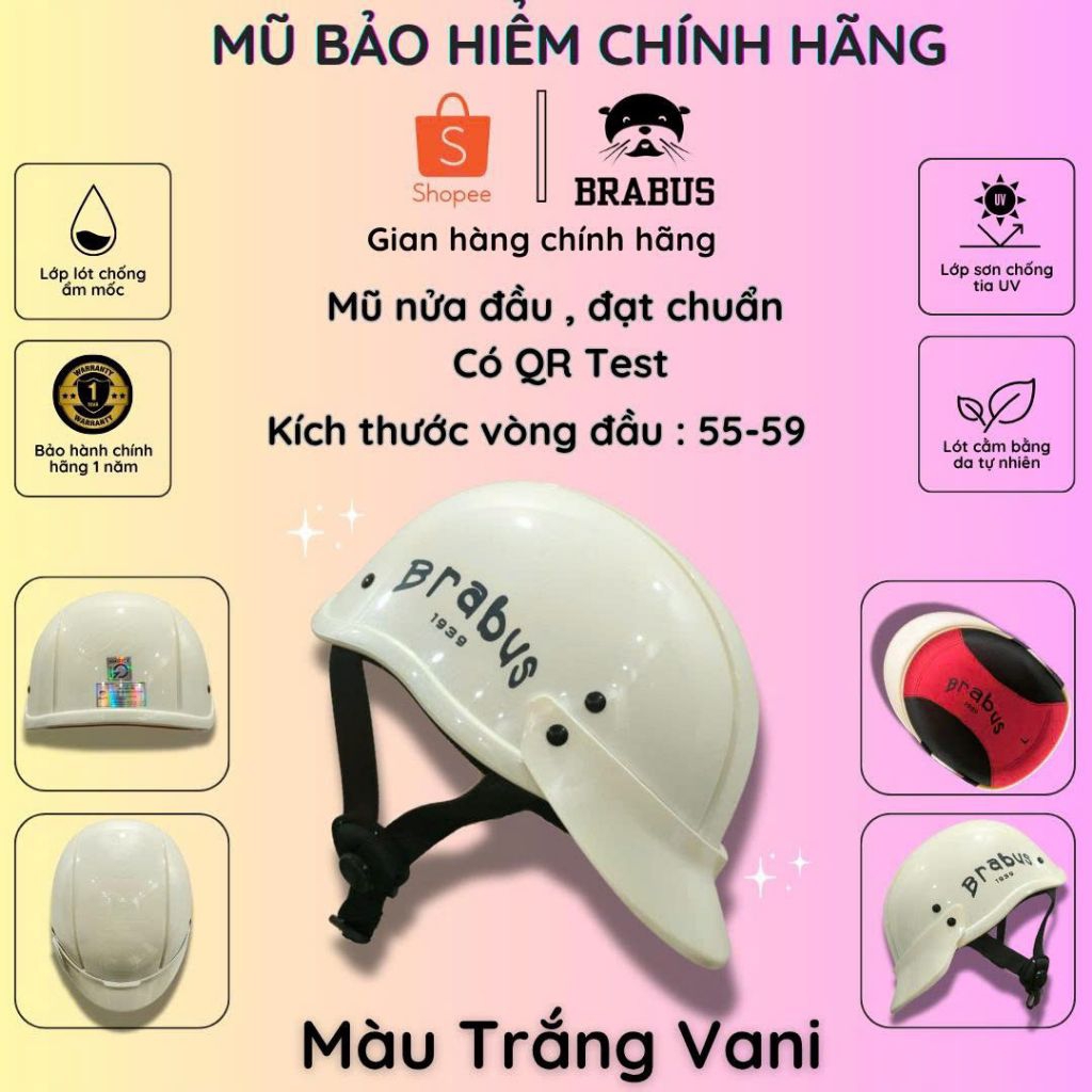 Mũ bảo hiểm BRABUS chính hãng, mũ bảo hiểm chất lượng cao, có QR test (55-59cm)