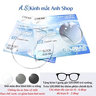  Tròng kính đổi màu Chemi đổi màu xám khói 