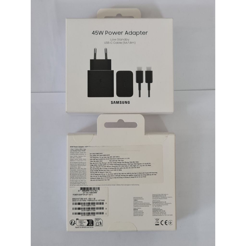 Adapter sạc samsung 45w kèm dây chính hãng
