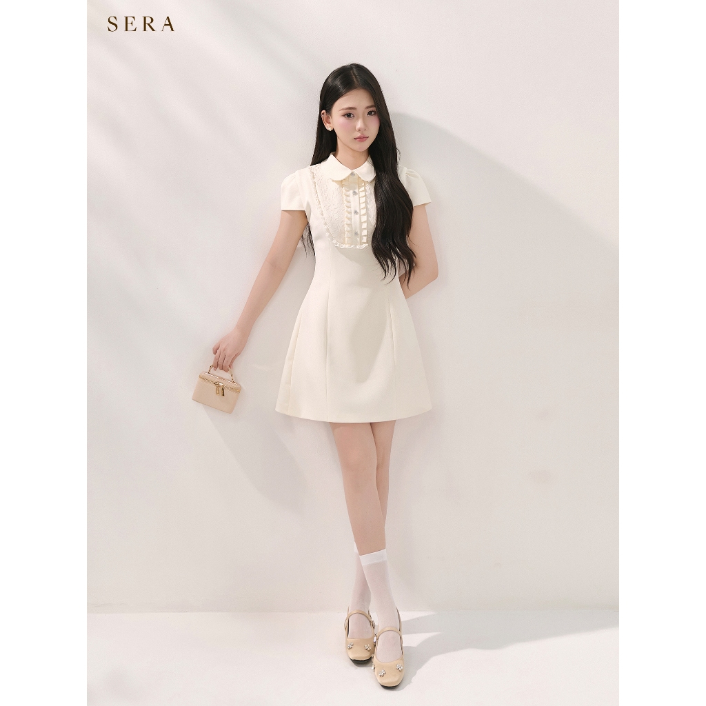 SERA - Váy cổ sen tay hến phối ren Eliza