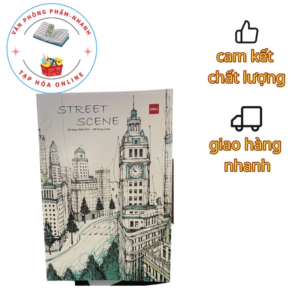 Tập vở Deli kẻ ngang học sinh sinh viên Street Scene, 200 trang ĐL 80gsm