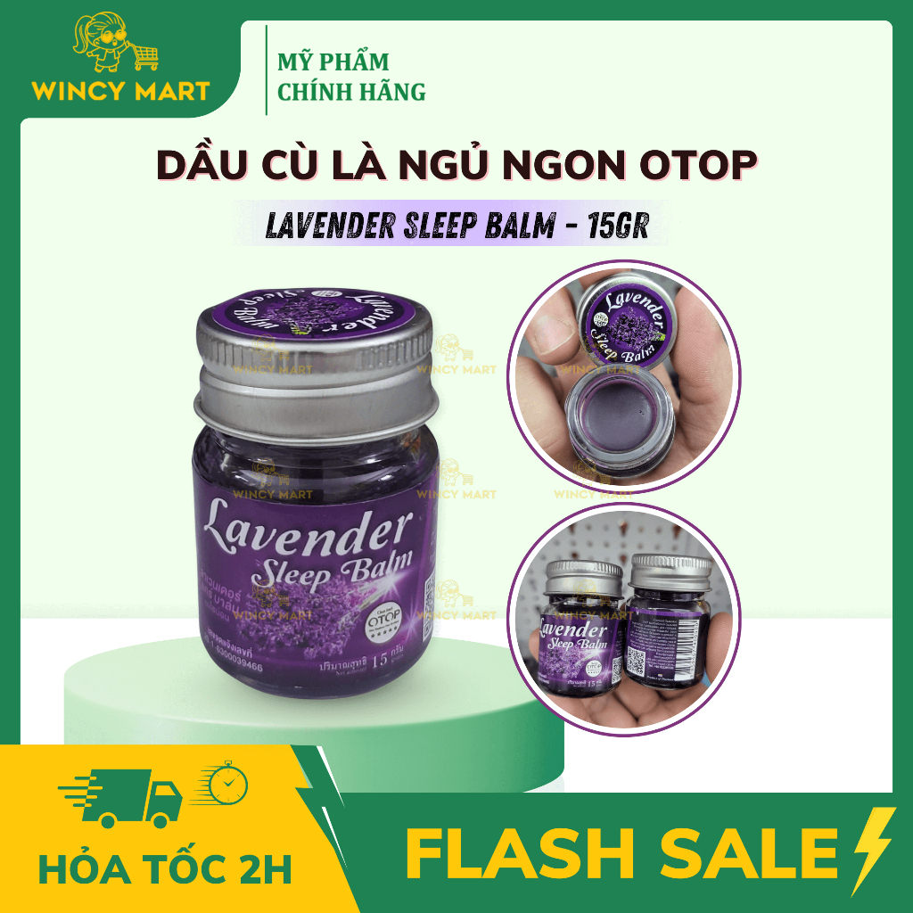 Dầu Cù Là Hỗ Trợ Ngủ Ngon Lavender Sleep Balm OTOP Giúp Thư Giãn, Giảm Stress, Ngủ Sâu Giấc Thái Lan 15g - Wincy Mart