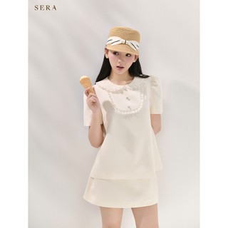  SERA - Set áo cổ sen phối ren và chân váy chữ a Selina  TÁCH SET  