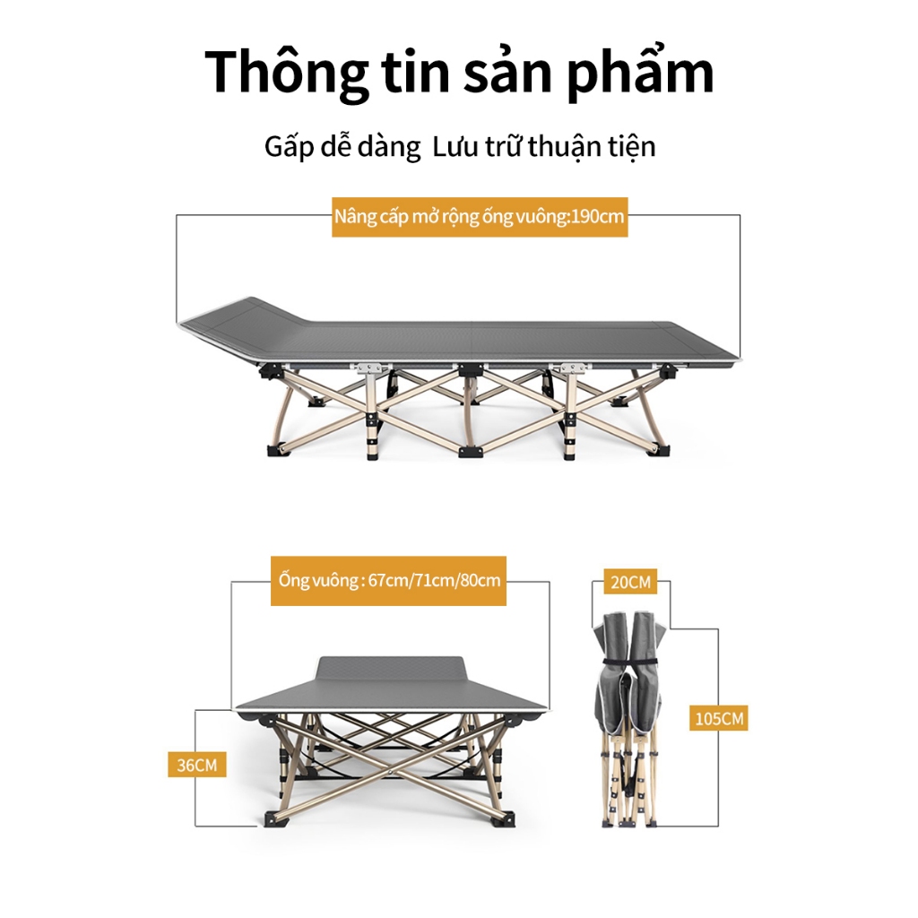 Giường xếp văn phòng, giường xếp văn phòng ngủ trưa gấp gọn 67x190cm, khung thép chắc chắn - FU36G | BigBuy360 - bigbuy360.vn