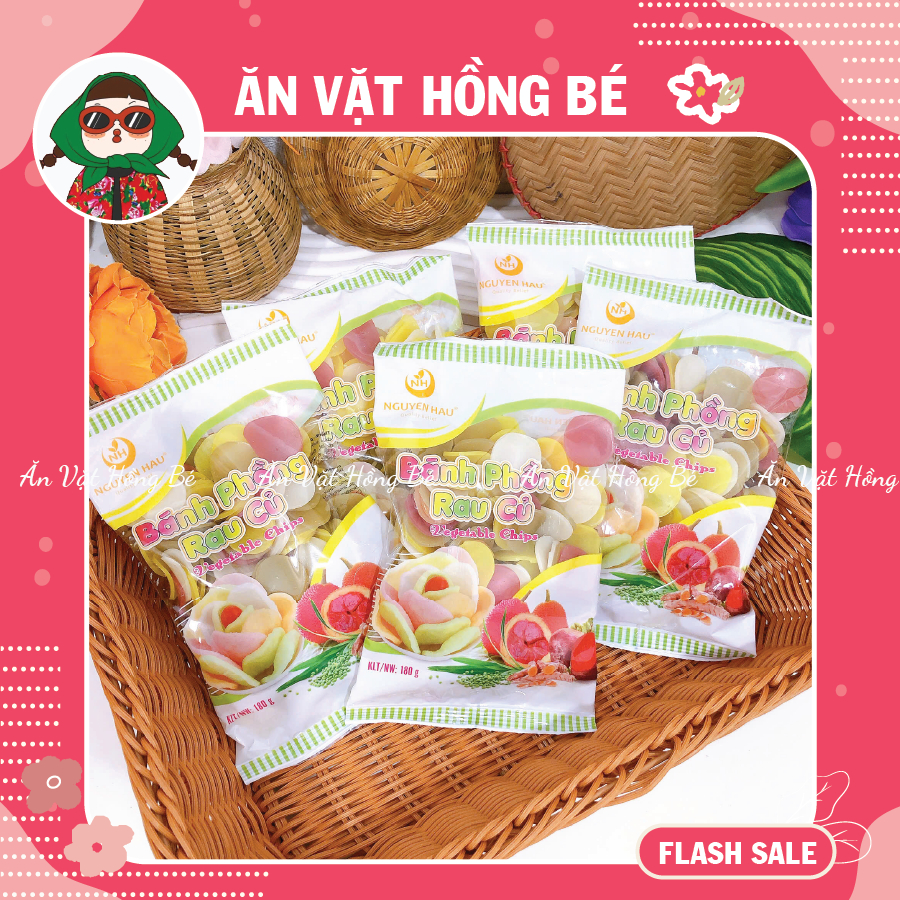 Bánh phồng tôm rau củ Nguyên Hậu (gói 180g), bánh phồng tôm ngũ sắc