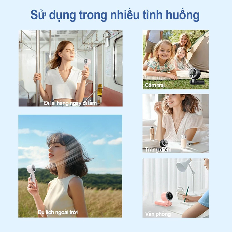 ⚡Quạt cầm tay⚡5 cấp độ có thể điều chỉnh siêu năng lượng gió quạt tích điện mini Ba màu quạt mini | BigBuy360 - bigbuy360.vn