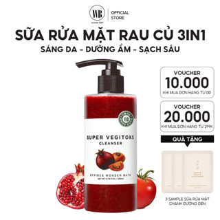 [CHÍNH HÃNG] Sữa Rửa Mặt Rau Củ Thải Độc Da, Làm Sạch Sâu WONDER BATH Super Vegitoks Cleanser 300ml