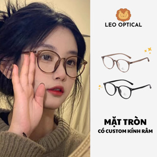 Kính mắt cận tròn bầu gọng nhựa dẻo TR siêu nhẹ chống ánh sáng xanh LEO OPTICAL 1335