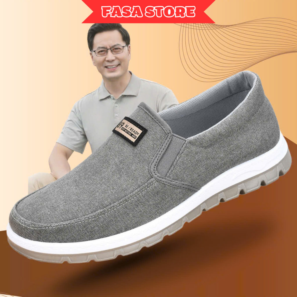 Giày lười nam trung niên FASASTORE, giày thể dục thể thao, giày đi bộ - Chất liệu vải mềm mại