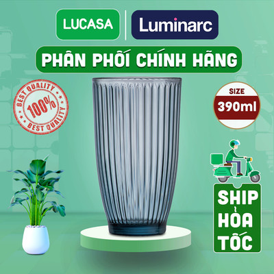 Bộ 6 Ly Thủy Tinh Cường Lực Luminarc Ricky Line Grey 390ml - Ly Cao BOL8682 | Phân Phối Chính Hãng
