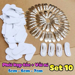 Phôi kẹp tóc kèm vải nỉ Set 10 cái