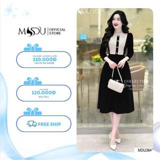 Váy Nhung Hàn K57-D1-2 MDU3848 Dáng Váy Xòe Nhẹ Nhàng Gam Màu Đen Sang Trọng Từ MDU