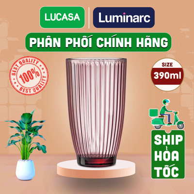Ly Thủy Tinh Cường Lực Luminarc Ricky Line Pink 390ml - Ly Cao L8689 | Phân Phối Chính Hãng