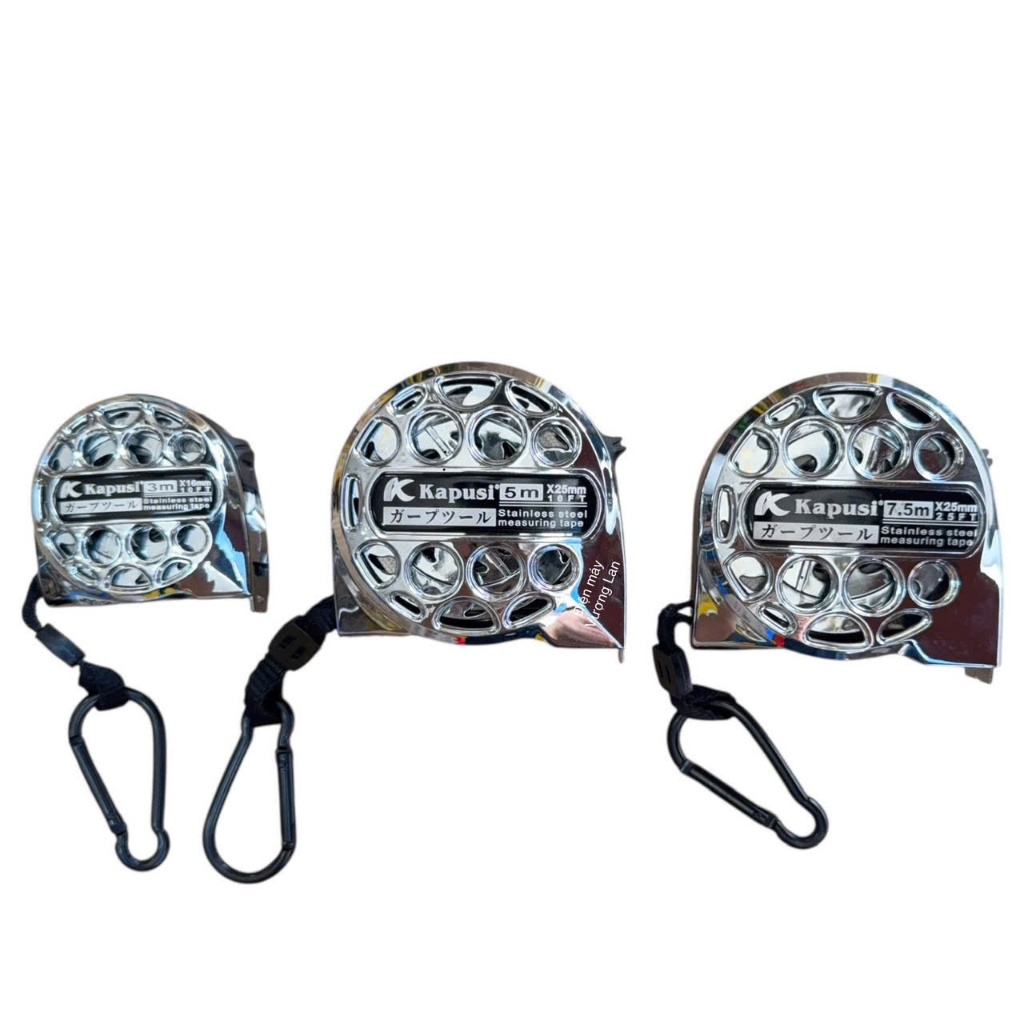 Thước cuộn inox 3m, 5m, 7.5m Kapusi - Thước kéo, thước rút, thước mét vỏ bọc cao su chống sốc