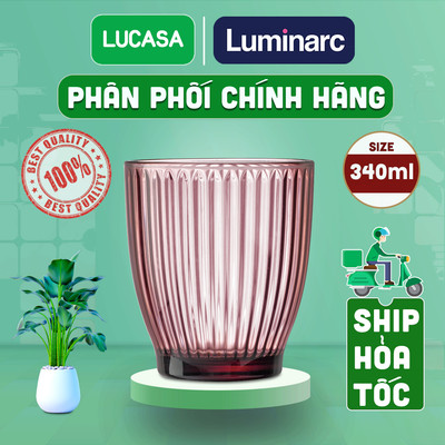 Bộ 6 Ly Thủy Tinh Cường Lực Arcoroc Ricky Line Pink 340ml - Ly Thấp BOL8688 | Phân Phối Chính Hãng