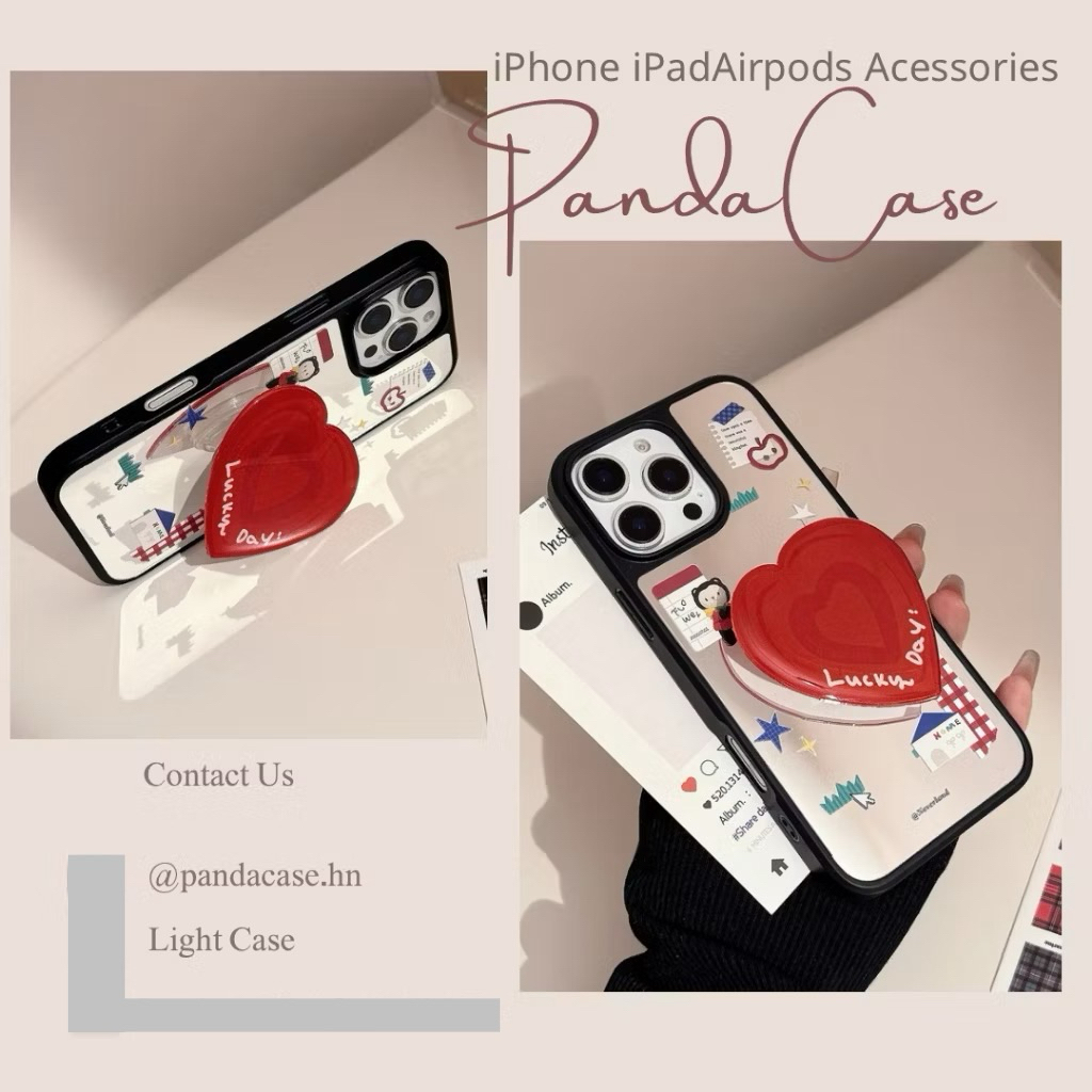 SẴN CHO I.PHONE 16 - Ốp lưng cho iphone - Ốp gương gấu kèm pop tiện lợi