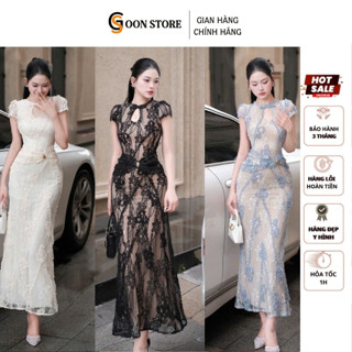 Đầm ren dáng dài dự tiệc cộc tay ôm body sang chảnh, Váy ren ôm eo tôn dáng Goon Store