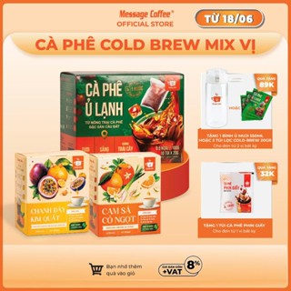 Cà phê Cold Brew túi lọc Arabica Cầu Đất, cafe tiện lợi một bước pha chế từ Message Coffee hộp 10 túi 20g