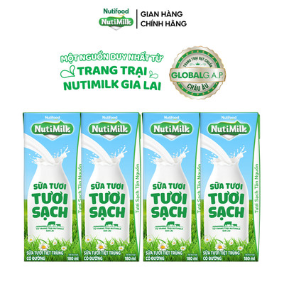 [QUÀ TẶNG KHÔNG BÁN] Lốc Sữa Tươi Tươi Sạch NutiMilk Vị Ngẫu Nhiên 180ml_Ver2