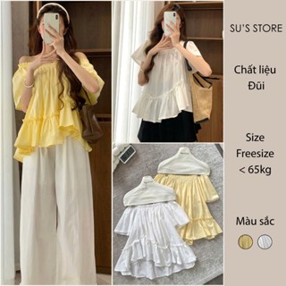 Áo Babydoll Trễ Vai Tay Bồng Phối Ren Susstore A3097 Thời Trang Nữ Bigsize